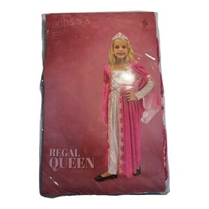 Regal Queen Costume Kids Size 5-6 Dress Up Halloween Pretend Play‎
